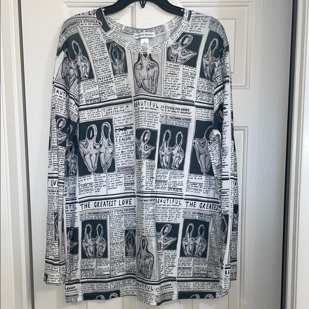 Patrick Church-Graphic Print Long Sleeve Shirt